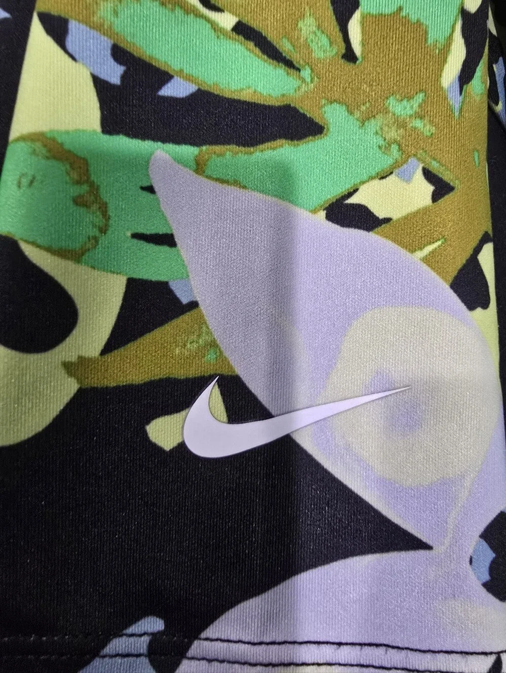 Nike Youth Girl Floral Tropical Leggings - Black & Neon Green Size M